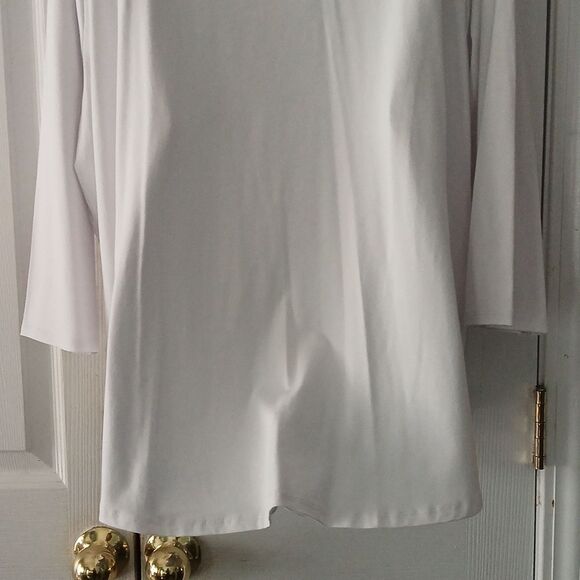 Cupio Curvy white soft stretch 3/4th length blouse top Sz 2X - Picture 5 of 8